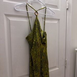 Green Floral Halter Dress